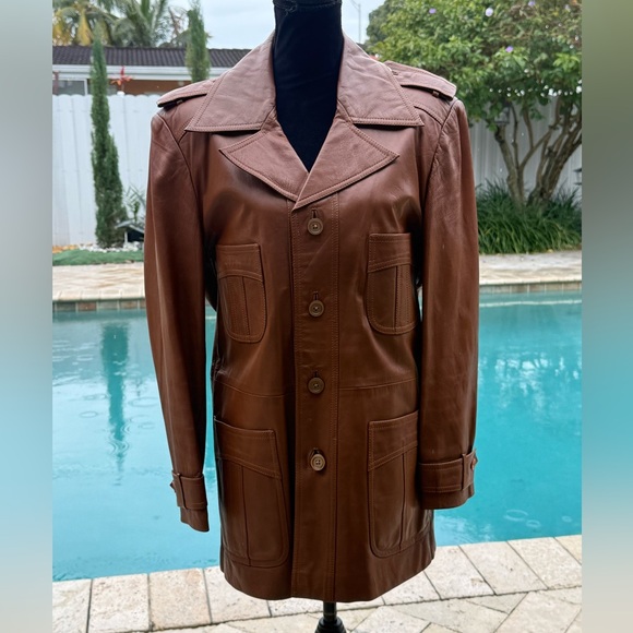 Men's vintage Brown Leather Jacket - Picture 7 of 9